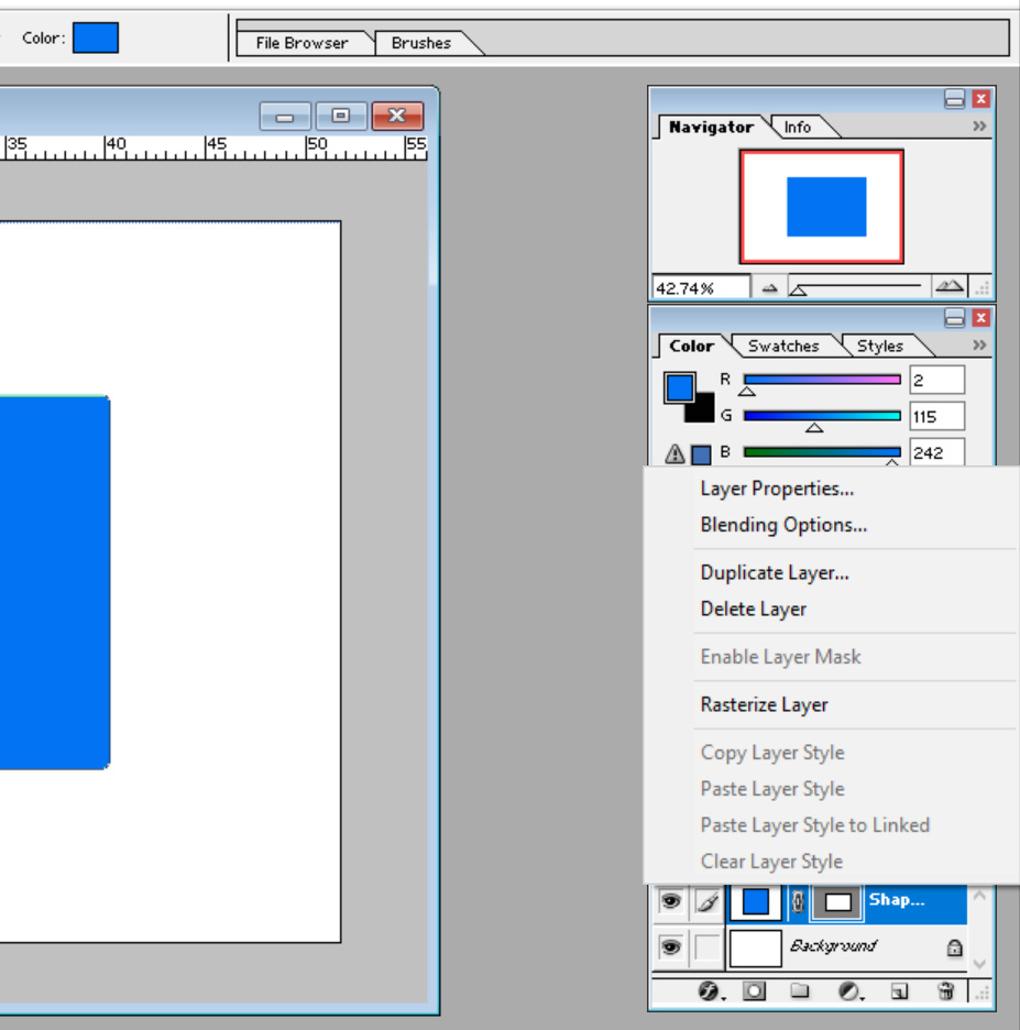 Rasterize layer in photoshop layers. 