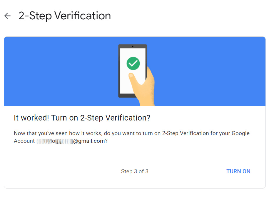 Final step for two-step verification 