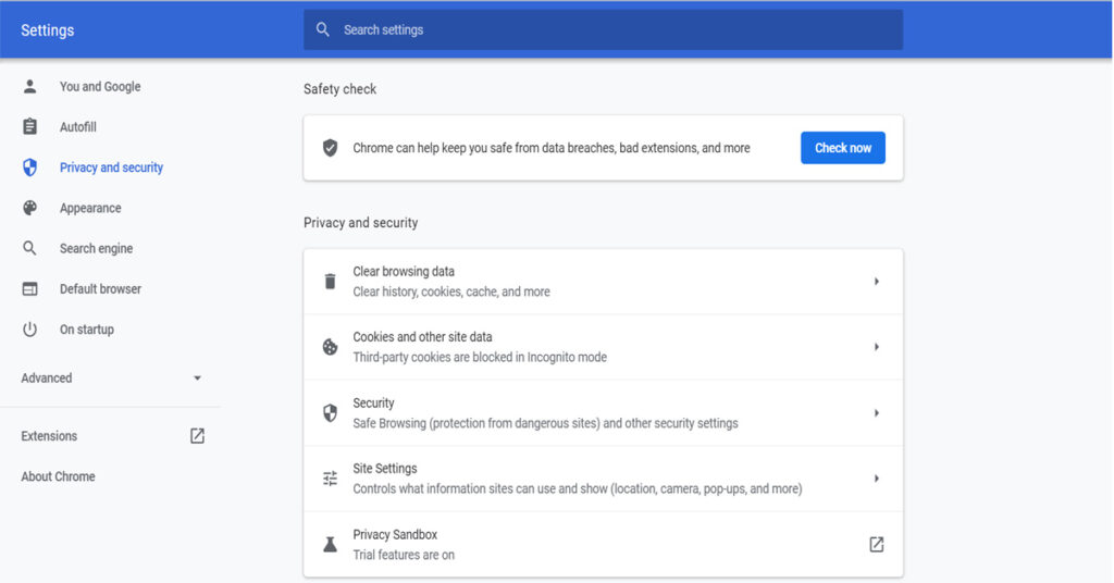 Privacy and Securities in Google Chrome 