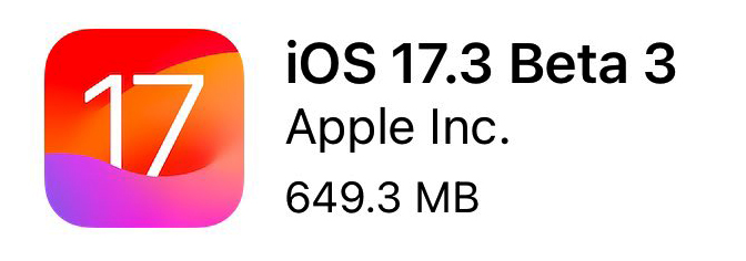 Apple iOS 17.3 Beta 3